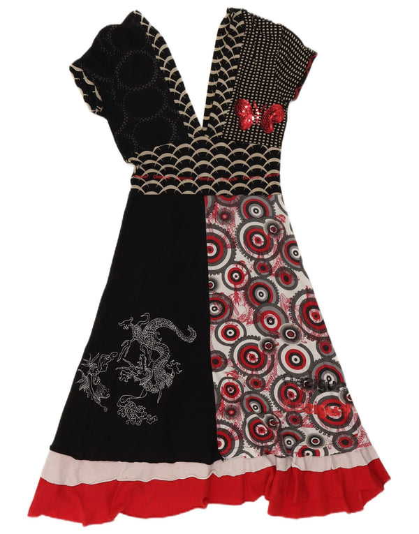 Desigual Kvinders Grafisk A-Line Kjole UK 10 Small Multicolored Geometric