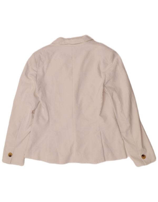 Zara Dame 1 Knap Blazer Jakke UK 14 Stor Hvid Bomuld
