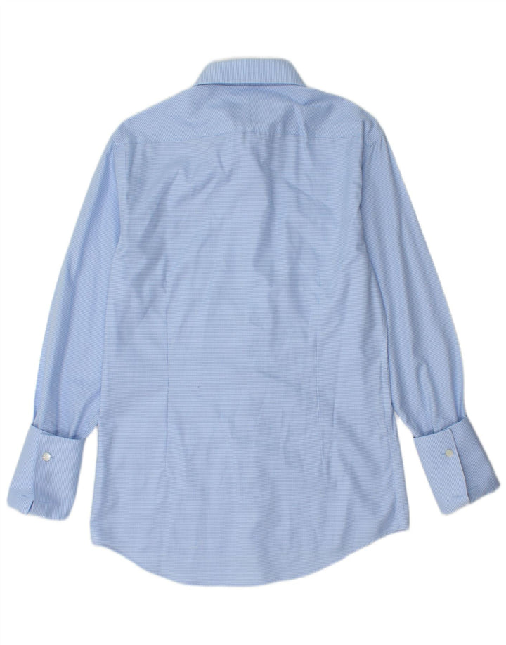 Moss 1851 Herre Slim Fit formel skjorte størrelse 38 15 Medium Blue Houndstooth