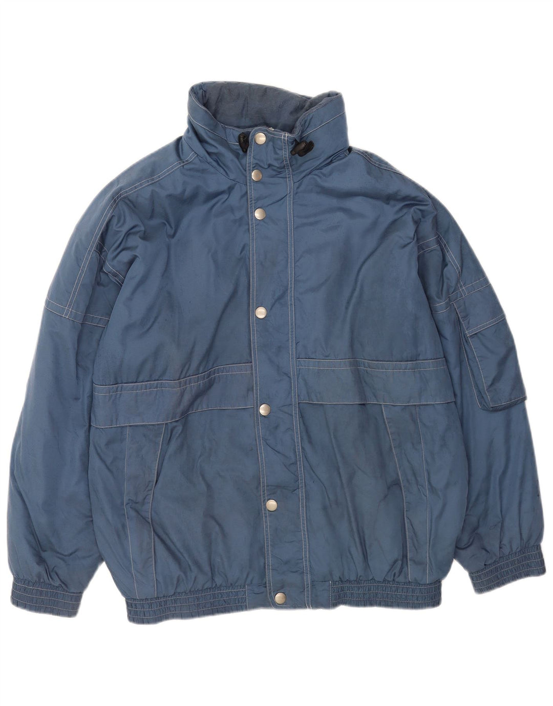 Vintage Herre Loose Fit Windbreaker Jacket UK 40 Large Blue Polyester