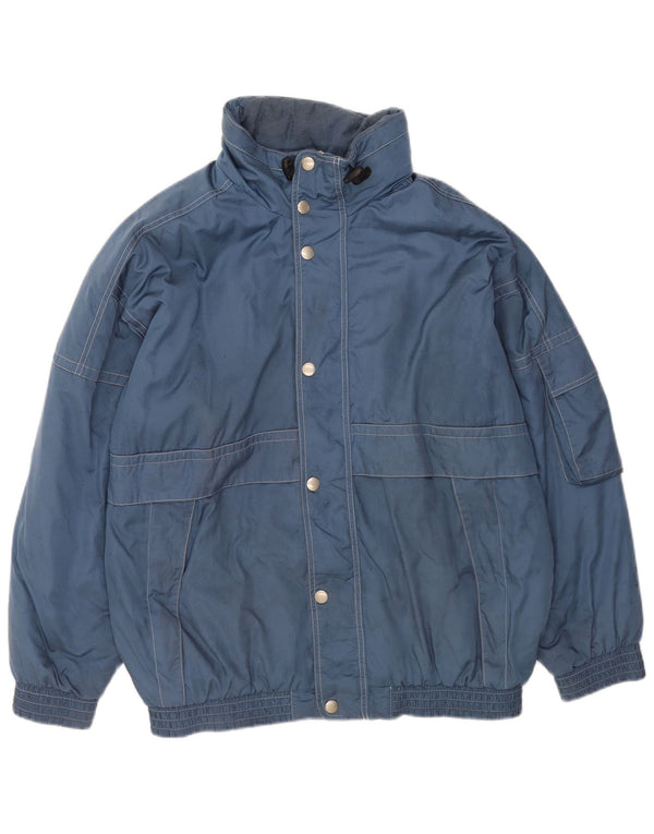 Vintage Herre Loose Fit Windbreaker Jacket UK 40 Large Blue Polyester