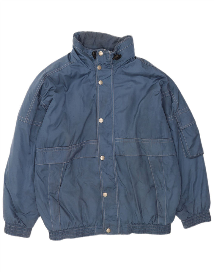 Vintage Herre Loose Fit Windbreaker Jacket UK 40 Large Blue Polyester