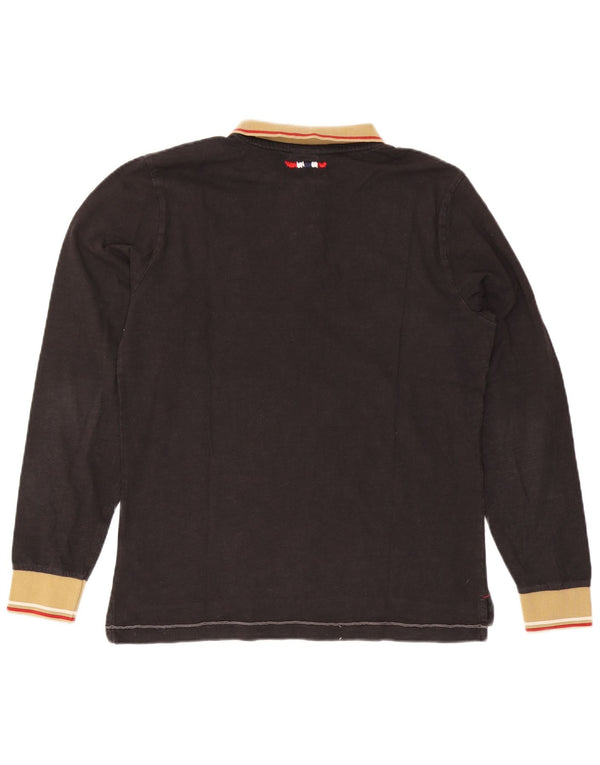 Napapijri Herre Grafisk Langærmet Rugby Polo Shirt Stor Sort Colourblock