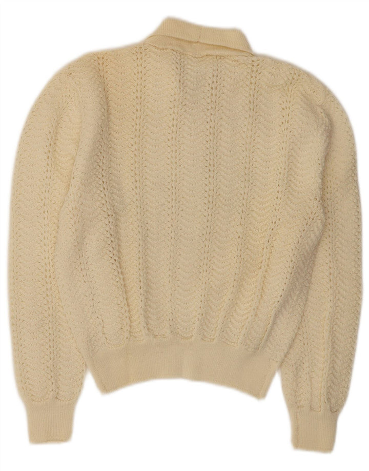 Vintage Dame Crop Cardigan Sweater UK 10 Small Off White