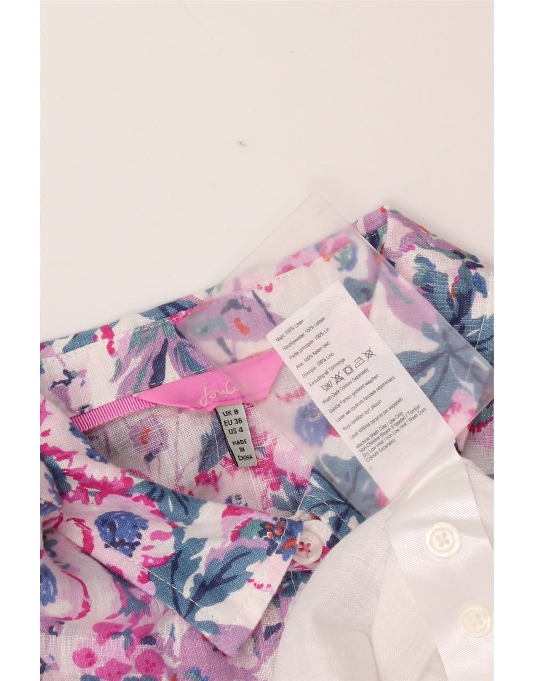 Joules Dame Oversized Shirt UK 8 Small White Floral Linen