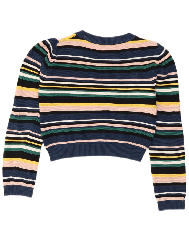 Topshop Dame Boat Neck Jumper Sweater UK 12 Medium Flerfarvet Stribet