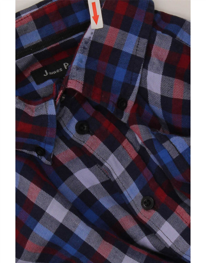 James Pringle herre flannelskjorte stor marineblå ternet polyester