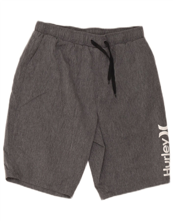 Hurley Boys grafiske sportsshorts 12-13 år W28 Grå polyester