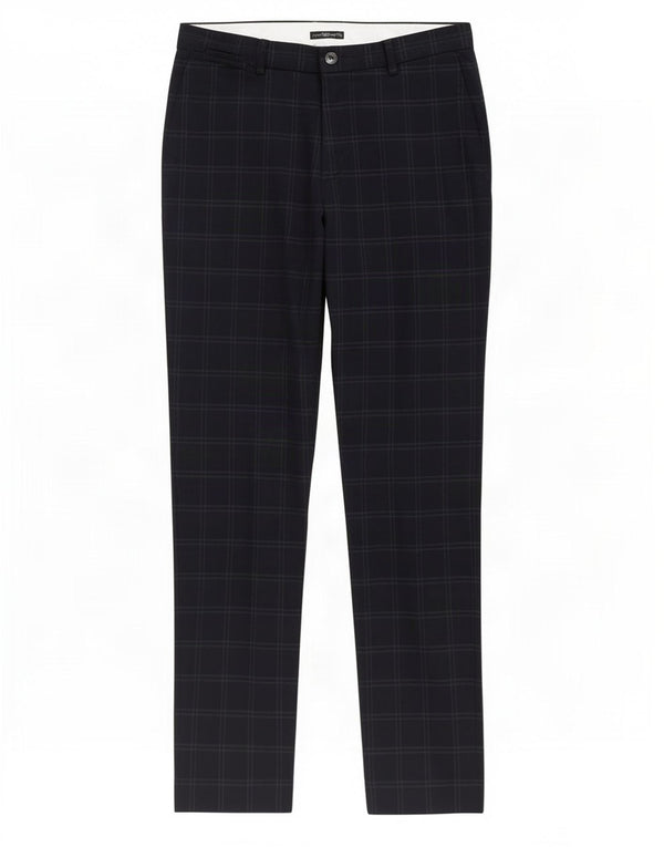 Zara Herre Slim Chino Bukser EU 40 Medium W31 L31 Navy Blue Check