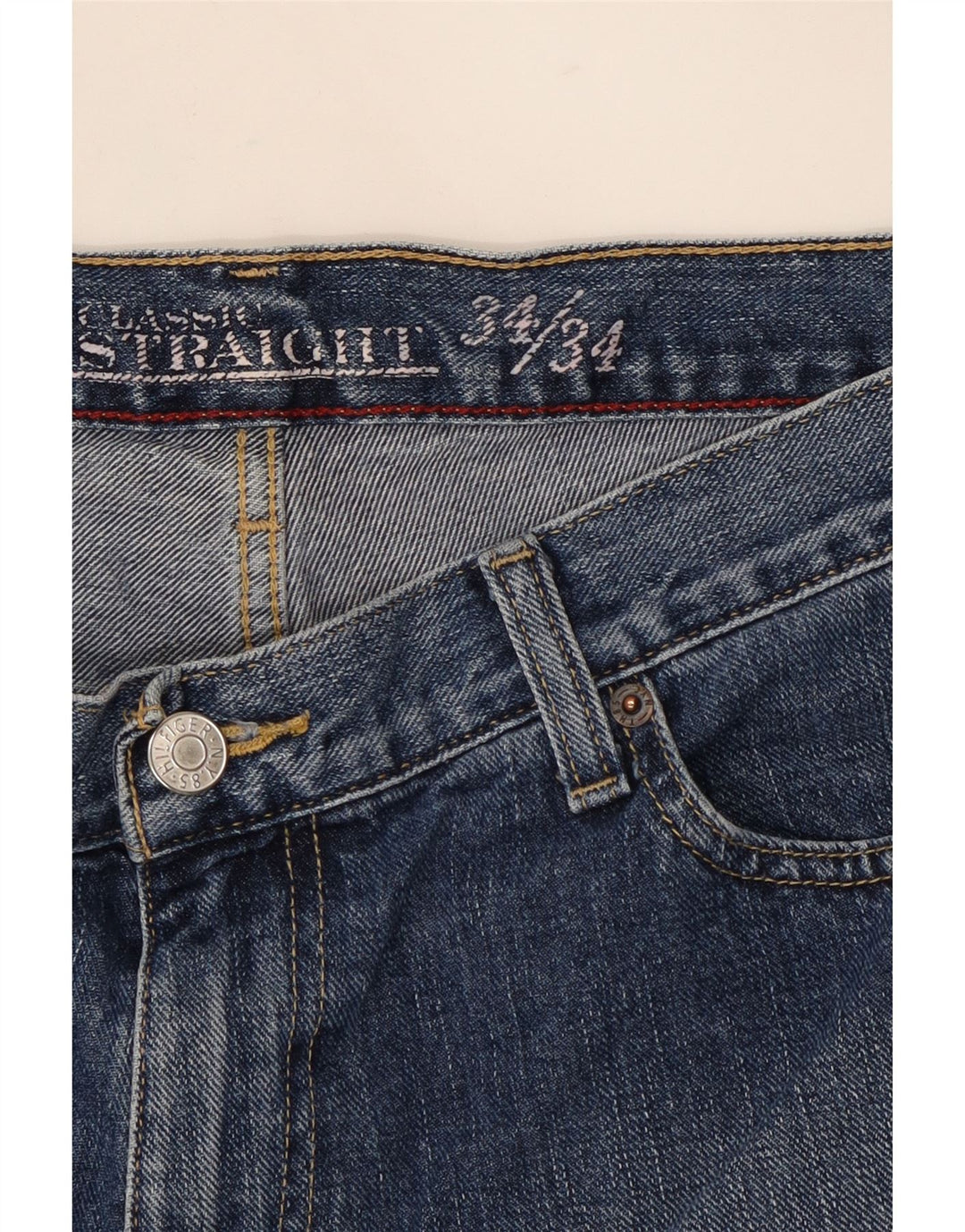 TOMMY HILFIGER Mens Classic Straight Jeans W34 L29 Blue Cotton Vintage Tommy Hilfiger and Second-Hand Tommy Hilfiger from Messina Hembry 