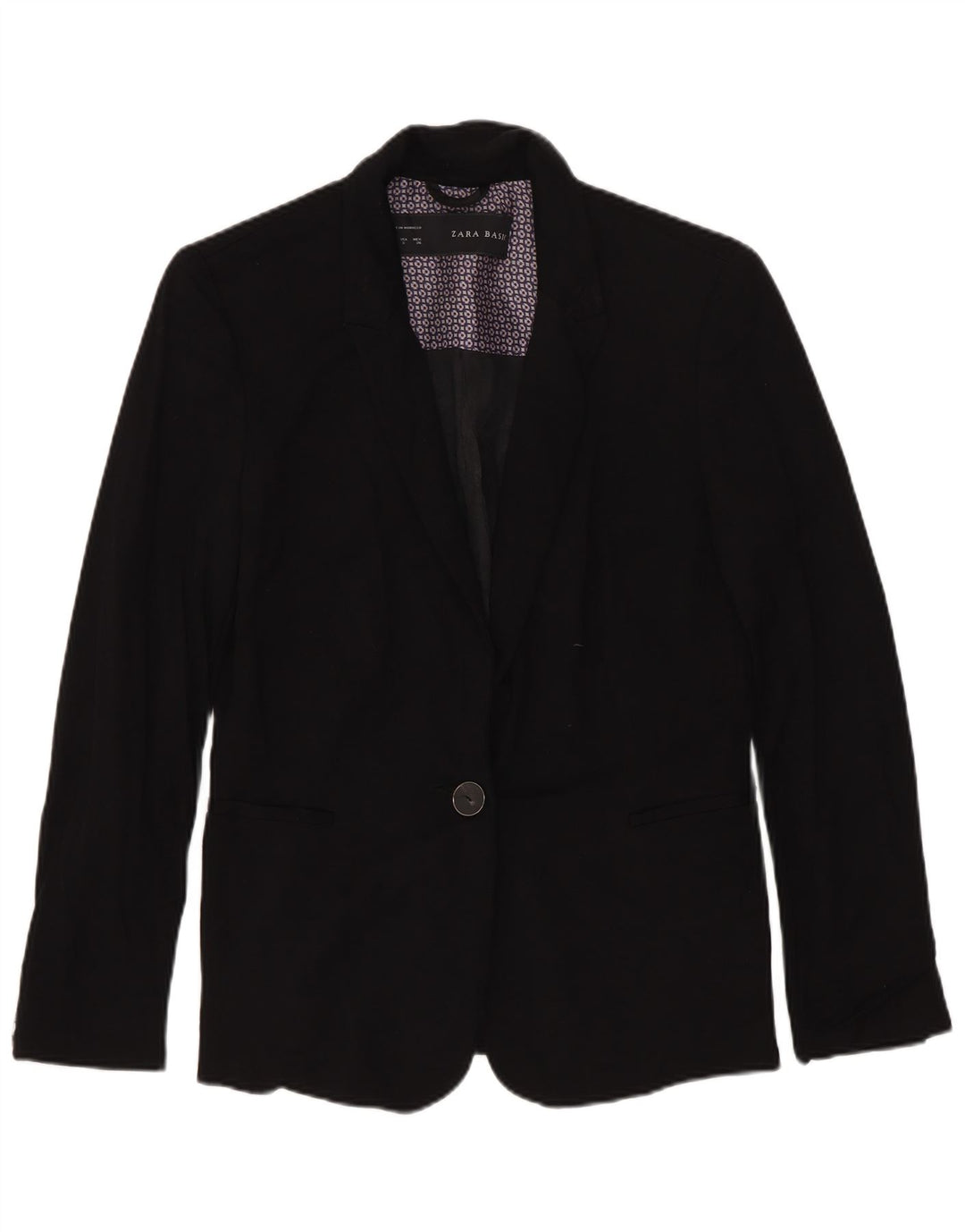 Zara Dame 1 Knap Blazer Jacket UK 10 Small Black Viscose