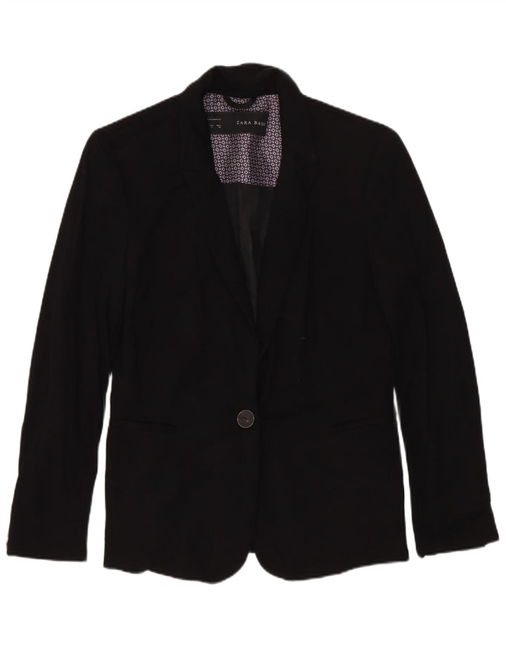 Zara Dame 1 Knap Blazer Jacket UK 10 Small Black Viscose