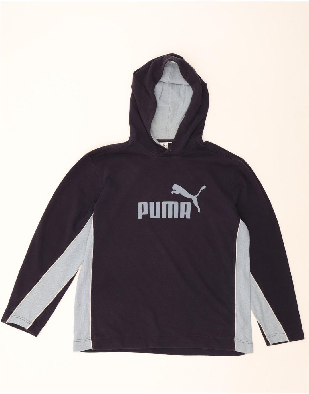 PUMA Mens Graphic Hoodie Jumper Medium Navy Blue Colourblock