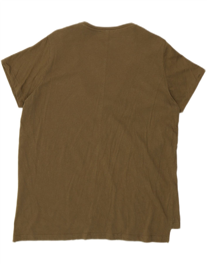 Zara Dame T-Shirt Top UK 16 Large Khaki