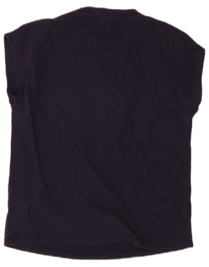 REISS Womens T-Shirt Top UK 14 Medium Navy Blue Cotton