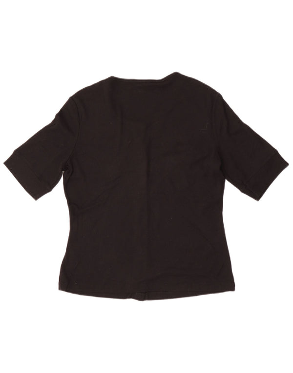 Jigsaw Dame Kortærmet Cardigan Top UK 12 Medium Sort Modal