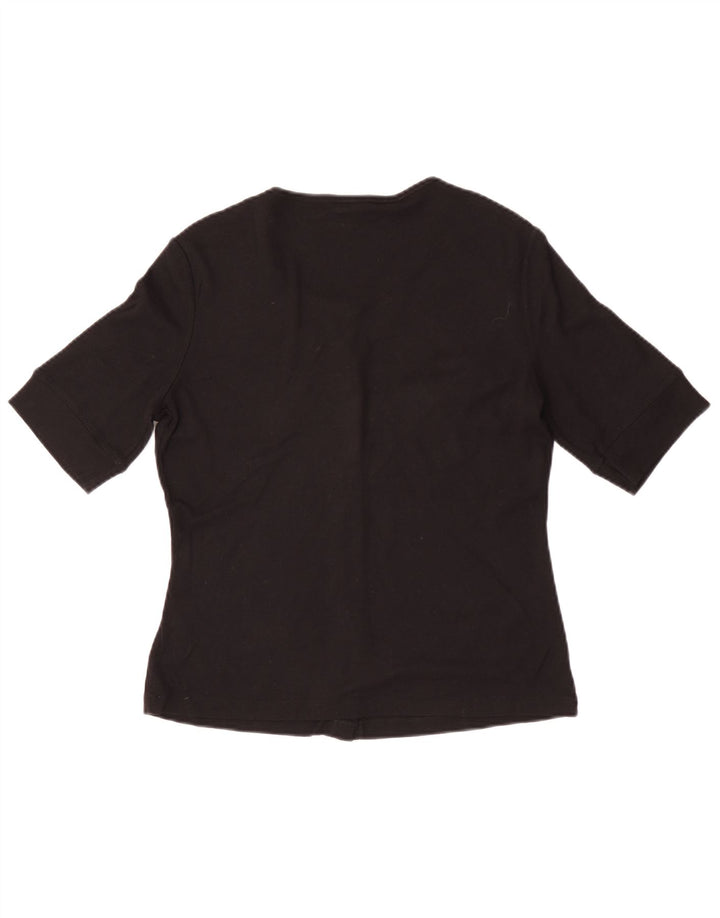 Jigsaw Dame Kortærmet Cardigan Top UK 12 Medium Sort Modal