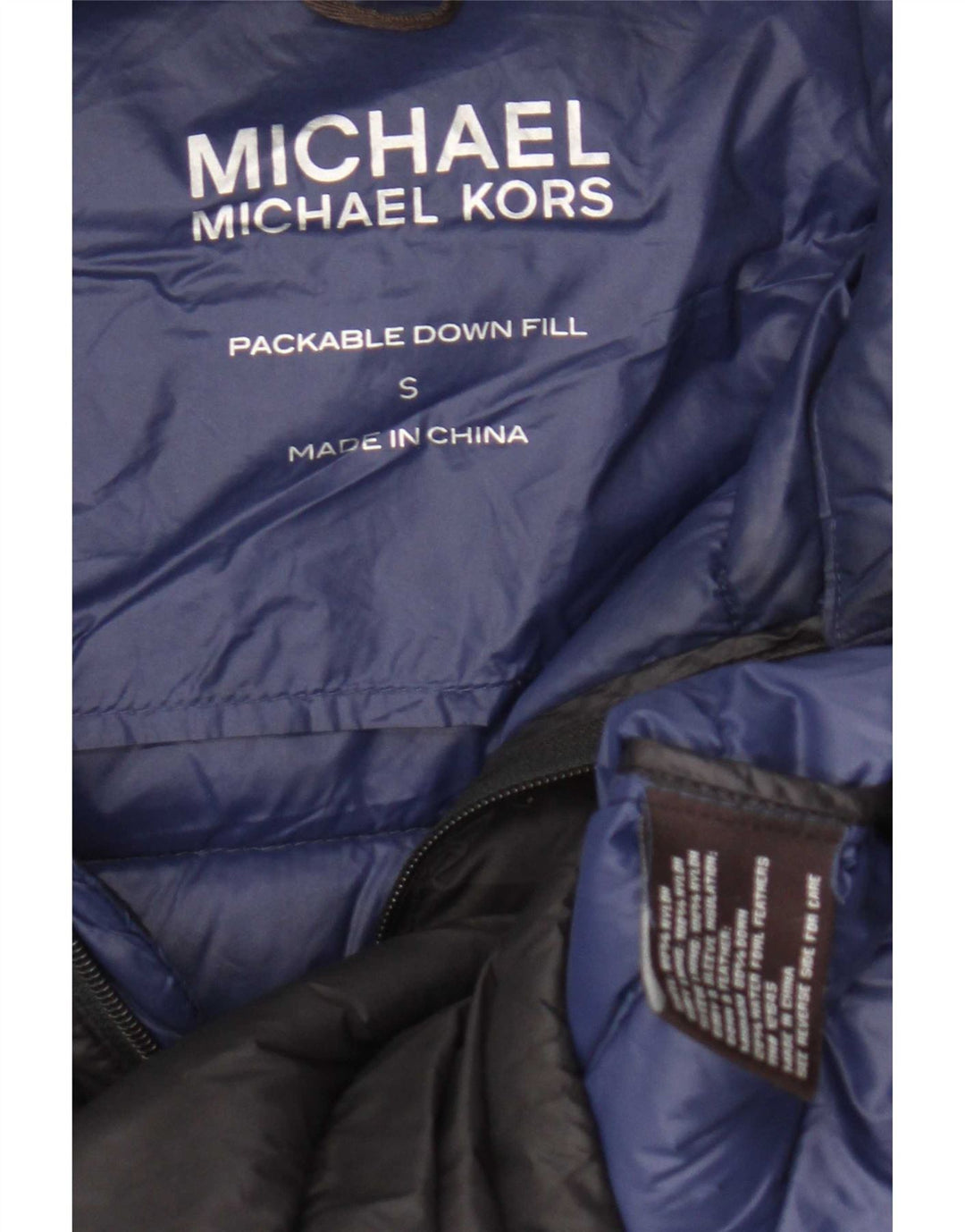 Michael Kors Herre polstret jakke UK 38 Lille marineblå nylon