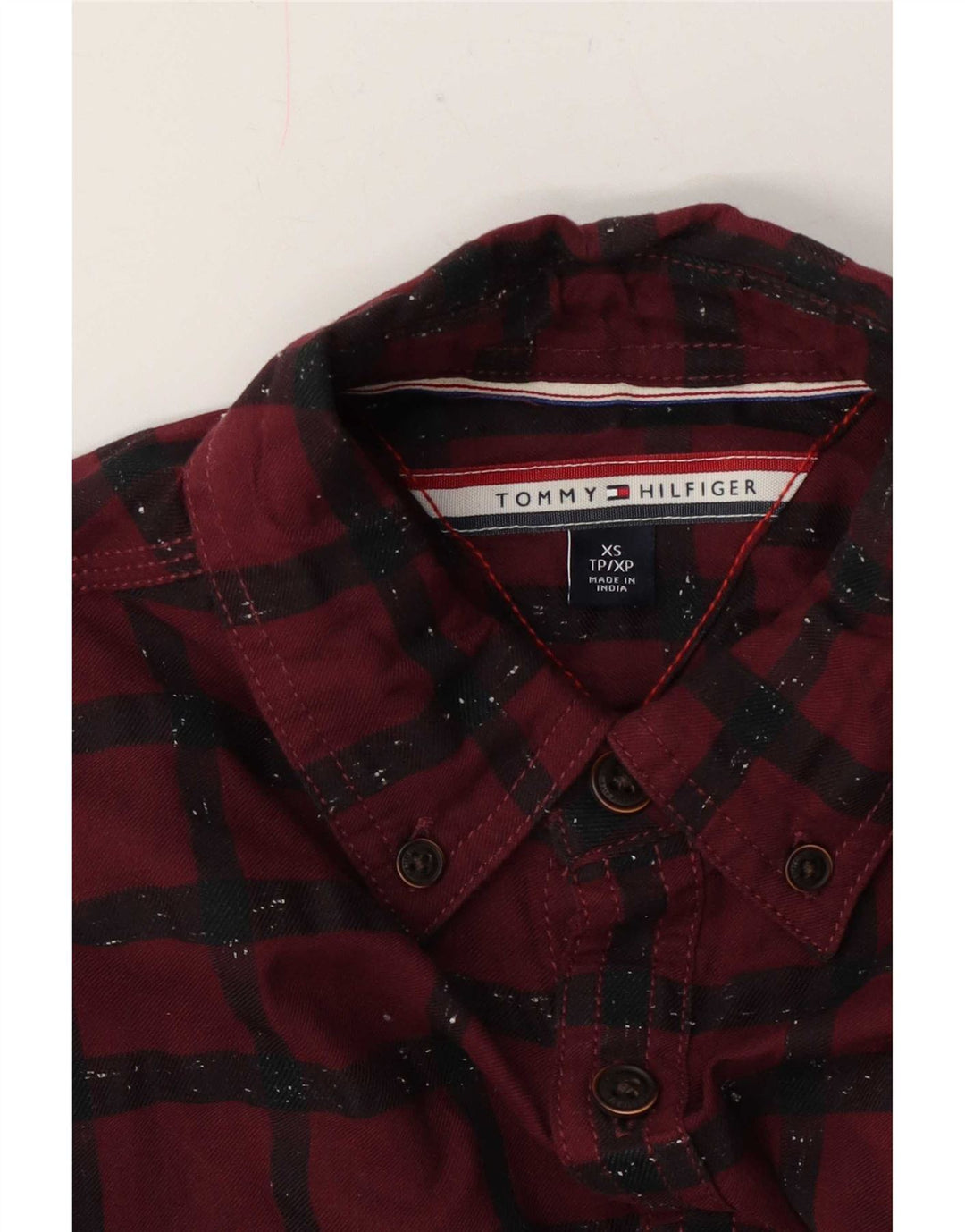 Tommy Hilfiger Herre Flannel Shirt XS Burgundy Ternet