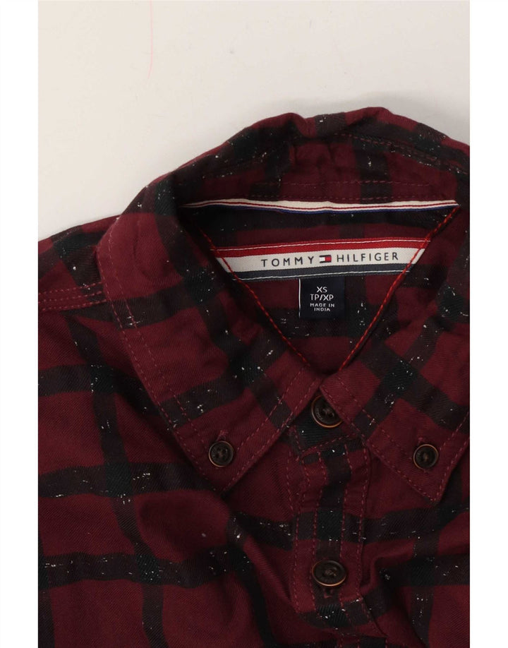 Tommy Hilfiger Herre Flannel Shirt XS Burgundy Ternet
