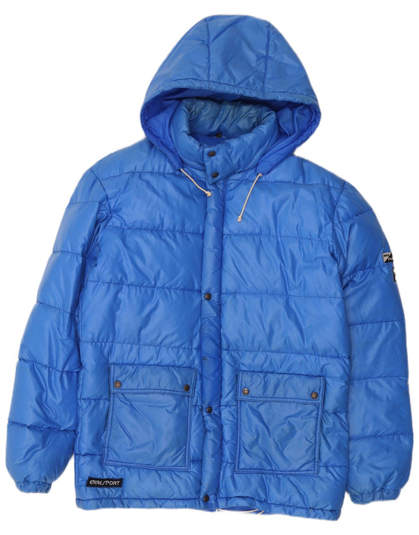 Vintage Mens Hooded Padded Jacket UK 38 Medium Blue Polyamide