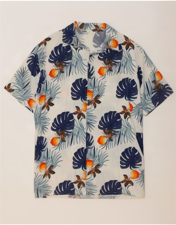 Vintage Herre Hawaii kortærmet skjorte Medium White Floral