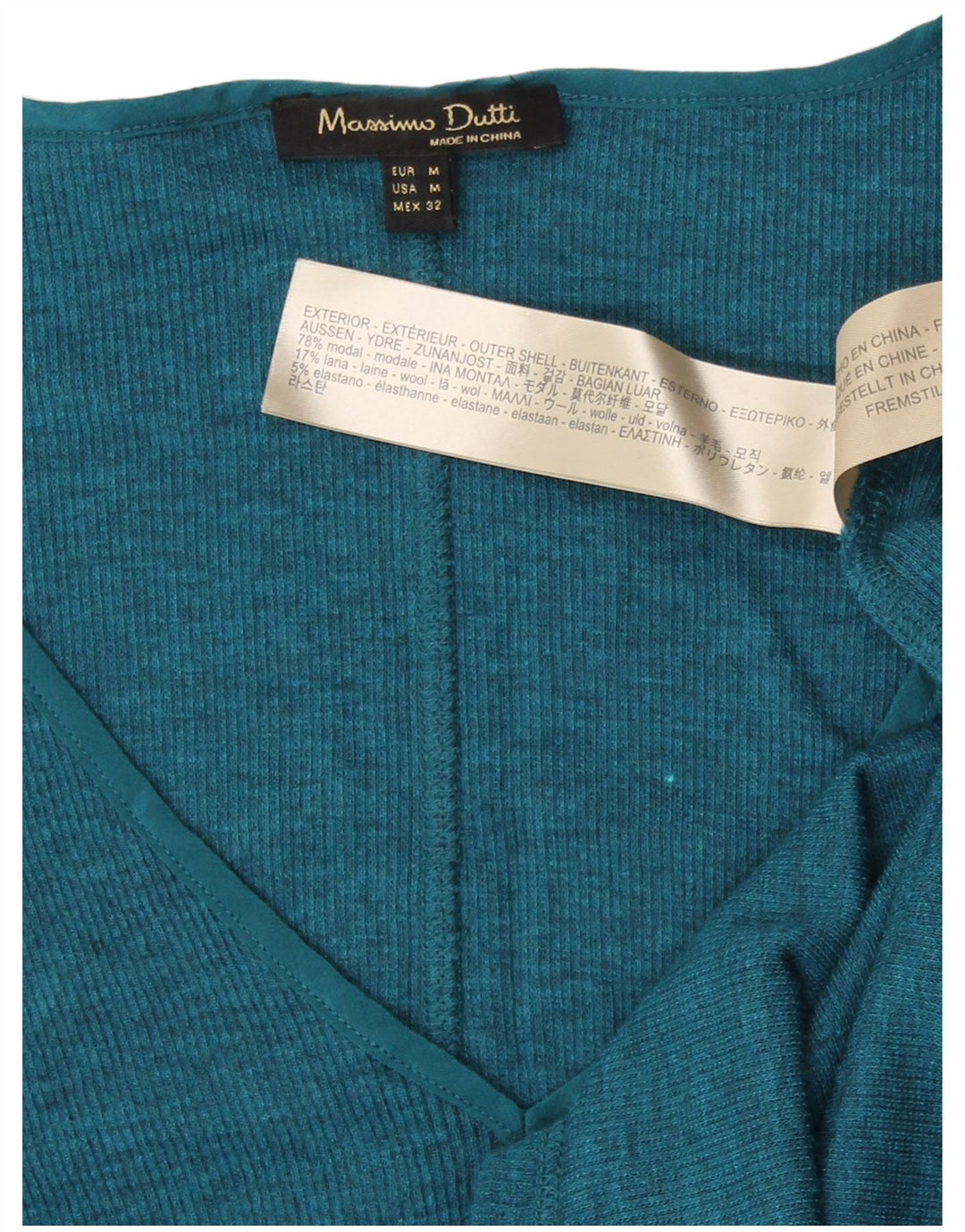 Massimo Dutti Dame Top Langærmet UK 12 Medium Blue Modal