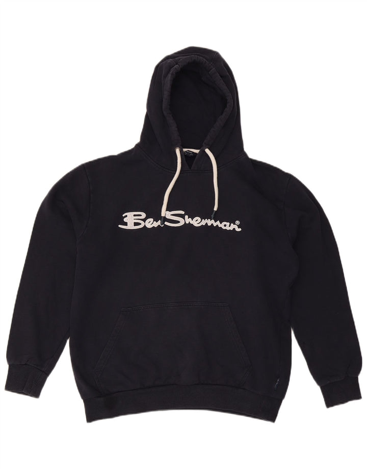 BEN SHERMAN Dame Oversized grafisk hættetrøje trøje UK 16 Large Navy Blue