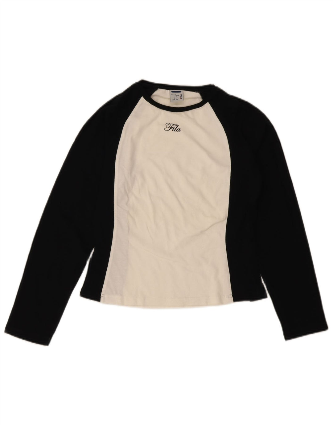 FILA Crop Top Langærmet IT 40/42 Small Black Colourblock Bomuld