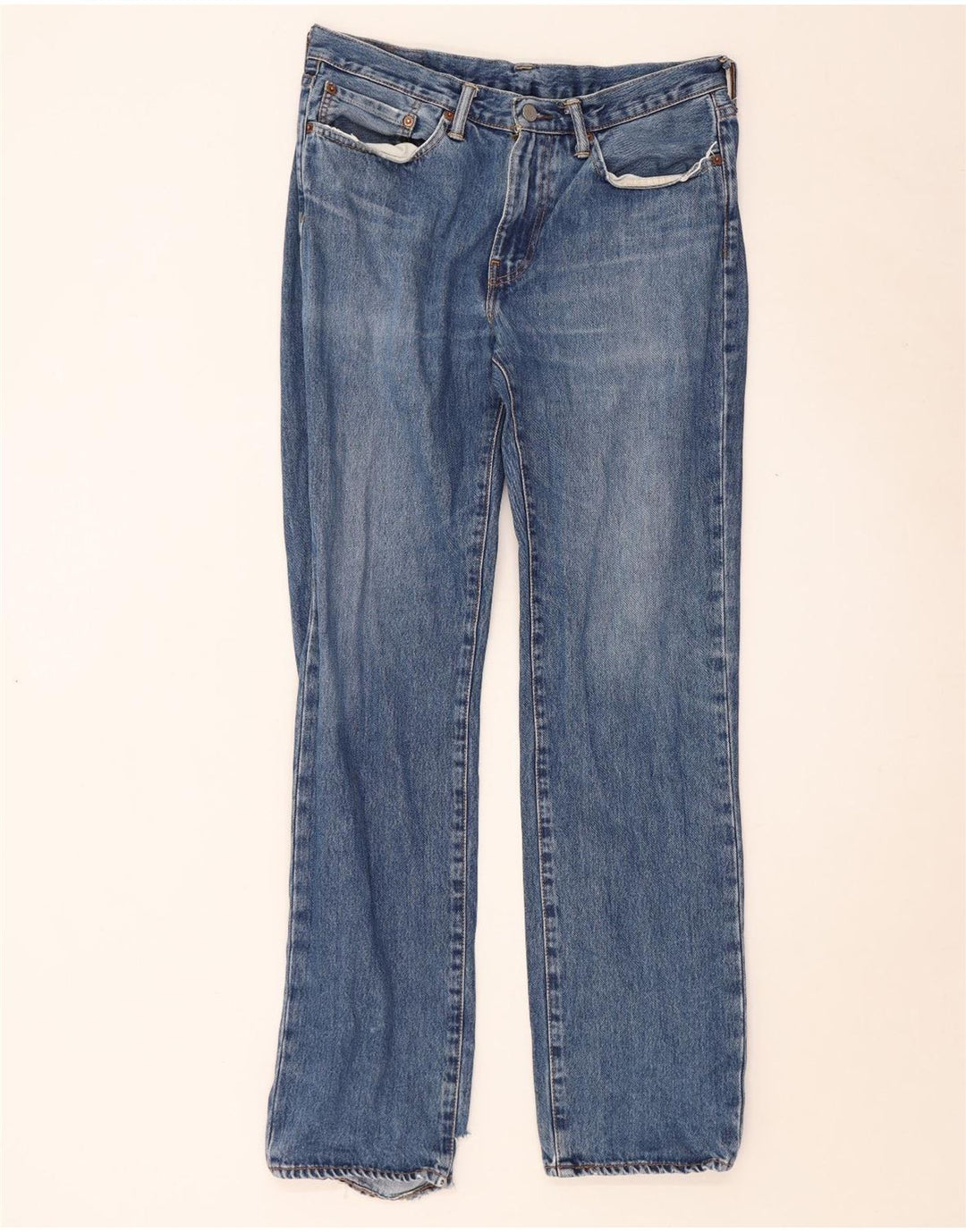 LEVI'S Herre 514 Straight Jeans W34 L34 Blå Bomuld