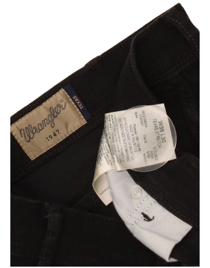Wrangler Herre Texas Stretch Straight Jeans W38 L30 Sort Bomuld