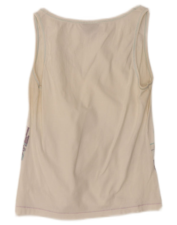 Trussardi Jeans Kvinder Grafisk Vest Top UK 12 Medium White