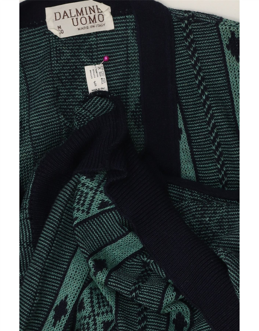 DALMINE Herre cardigan sweater Medium Grøn Geometrisk Bomuld