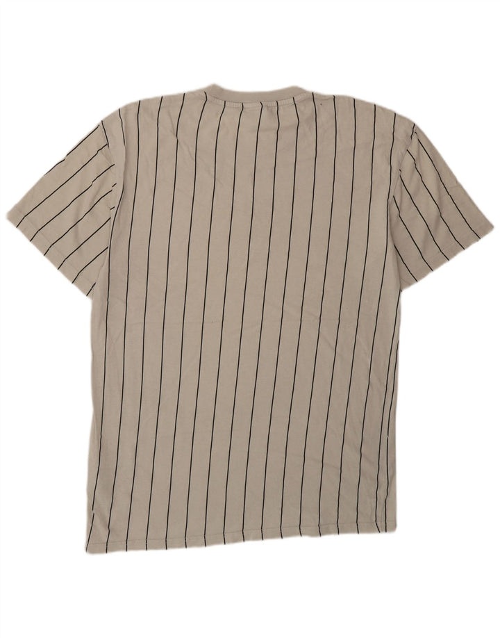 KARL KANI Herre grafisk T-shirt Top Lille beige stribet bomuld