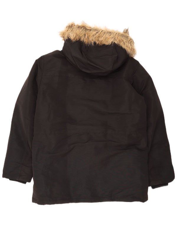 Jack & Jones Herre Hooded Parka Jacket UK 40 Large Black Polyester