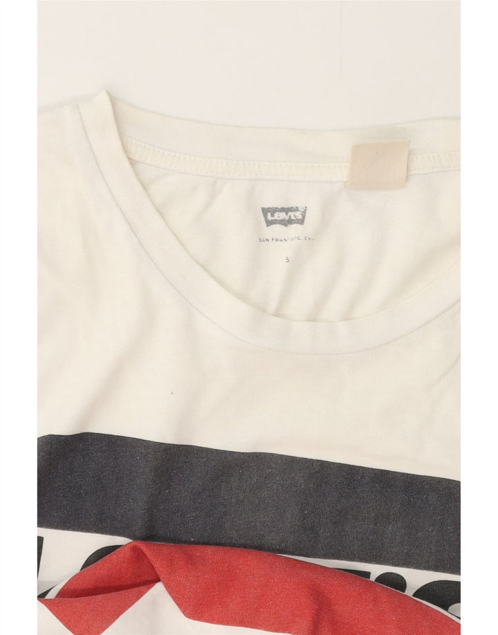 LEVI'S Dame Grafisk T-Shirt Top UK 10 Small White