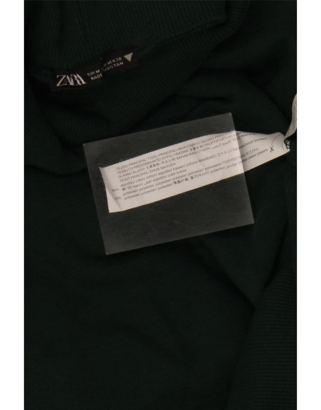 ZARA Womens Roll Neck Sweatshirt Jumper UK 14 Medium Green Cotton