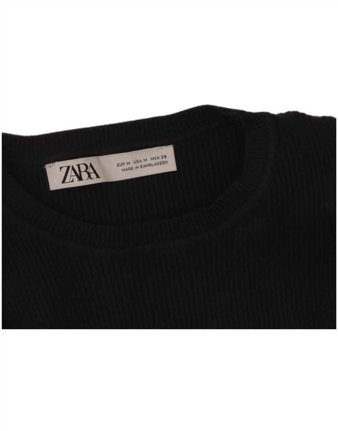ZARA Womens Crop Crew Neck Jumper Sweater UK 12 Medium Grey