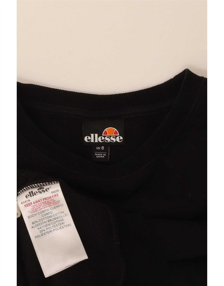 Ellesse Womens Grafisk Oversized Sweatshirt Jumper UK 8 Small Black Bomuld