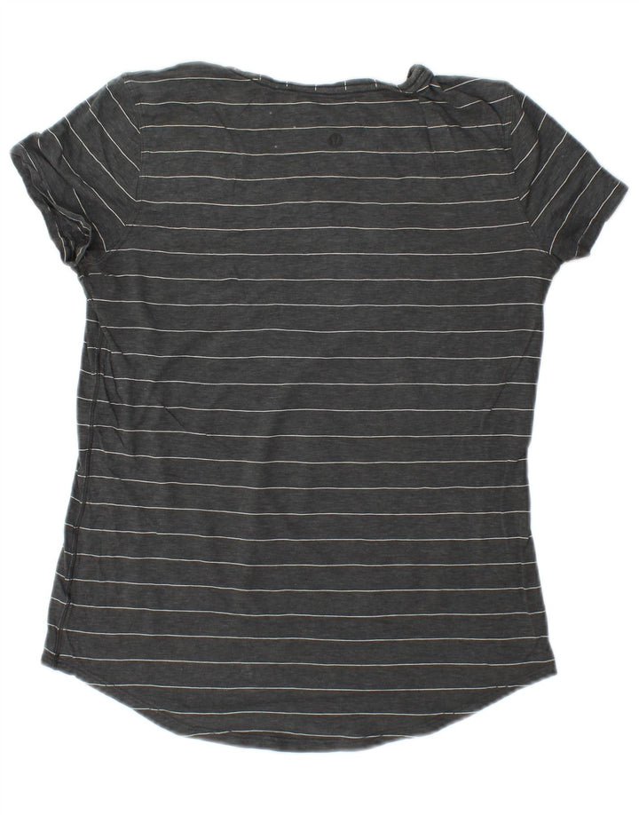 LULULEMON Dame T-Shirt Top UK 10 Små Grå Stribet