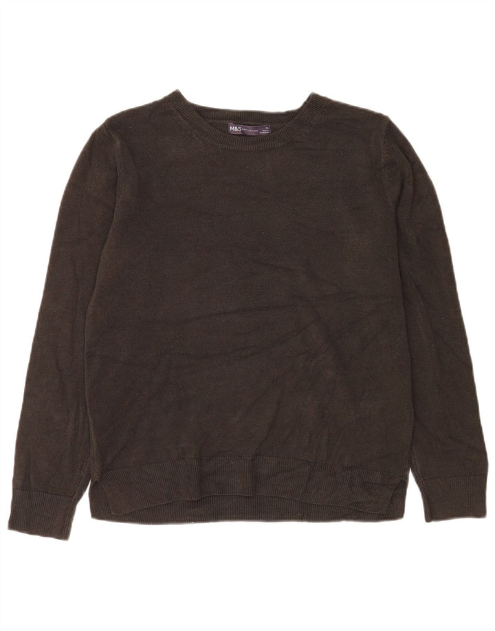 Marks & Spencer Dame Boat Neck Jumper Sweater UK 14 Medium Brun Akryl