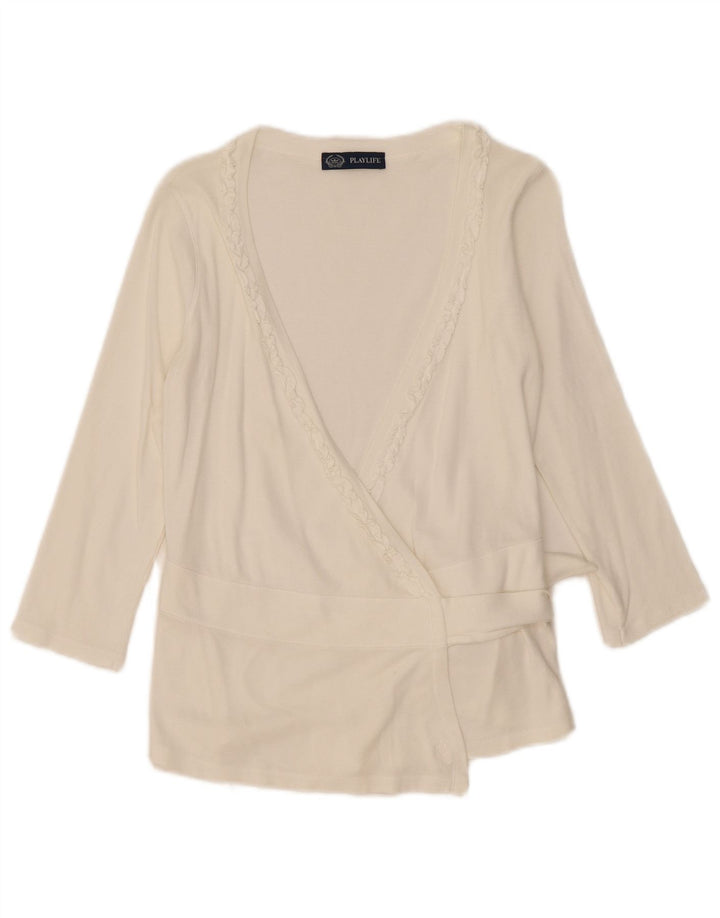 Playlife Dame 3/4-ærmet bluse Top UK 8 Small White