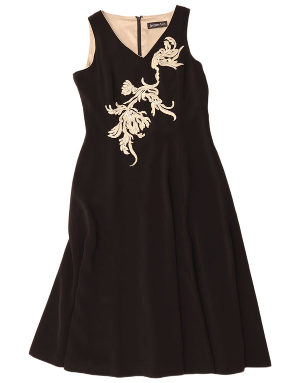 JACQUES VERT Dame ærmeløs Maxikjole UK 14 Stor sort polyester