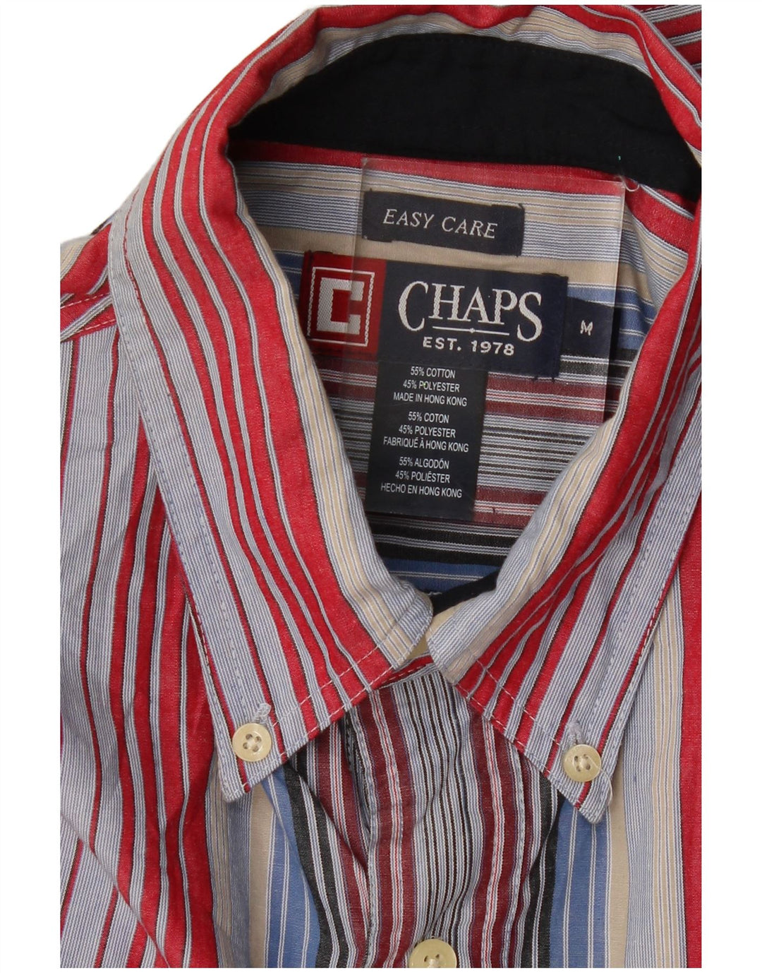 Chaps Herre Easy Care skjorte Medium flerfarvet stribet bomuld