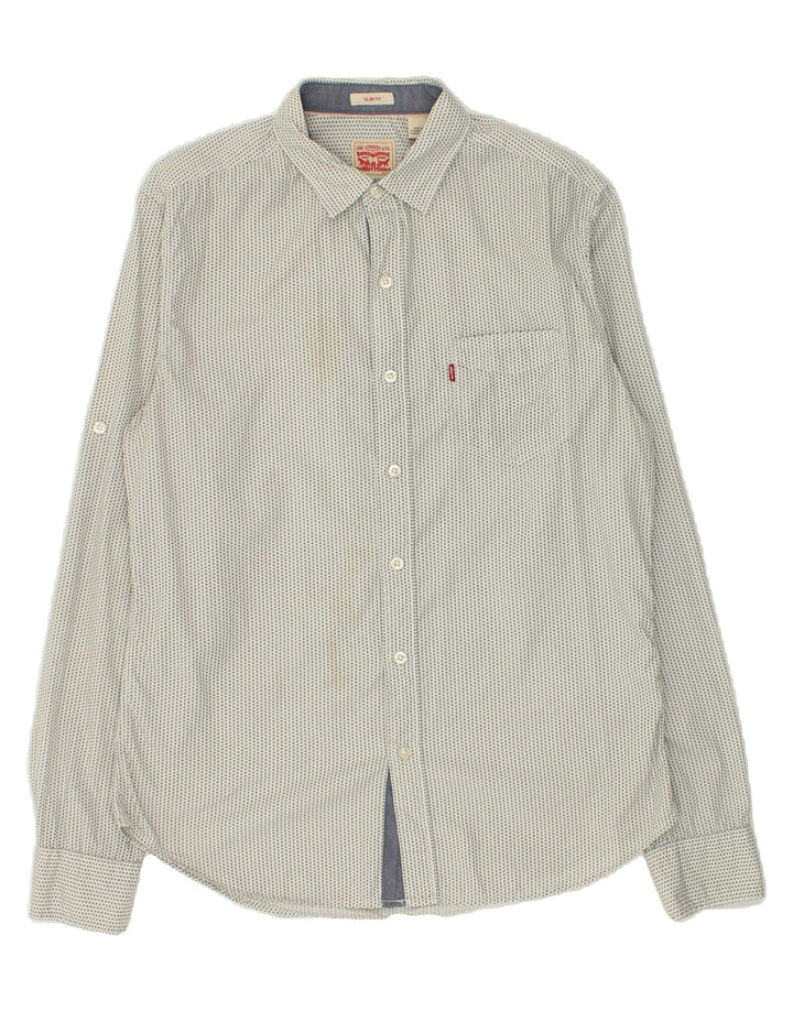 LEVI'S Mens Slim Fit Shirt Medium Grey Cotton | Vintage Levi's | Thrift | Second-Hand Levi's | Used Clothing | Messina Hembry 