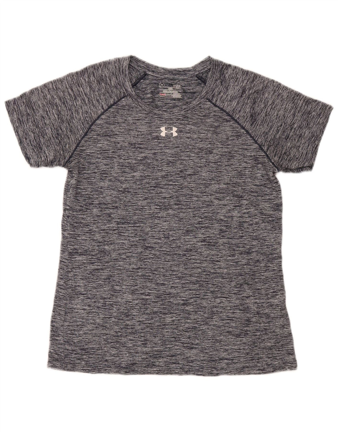 Under Armour Herre Heat Gear T-Shirt Top Lille Grå Flecked Polyester