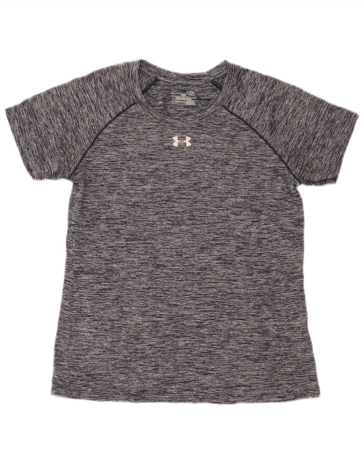 Under Armour Herre Heat Gear T-Shirt Top Lille Grå Flecked Polyester