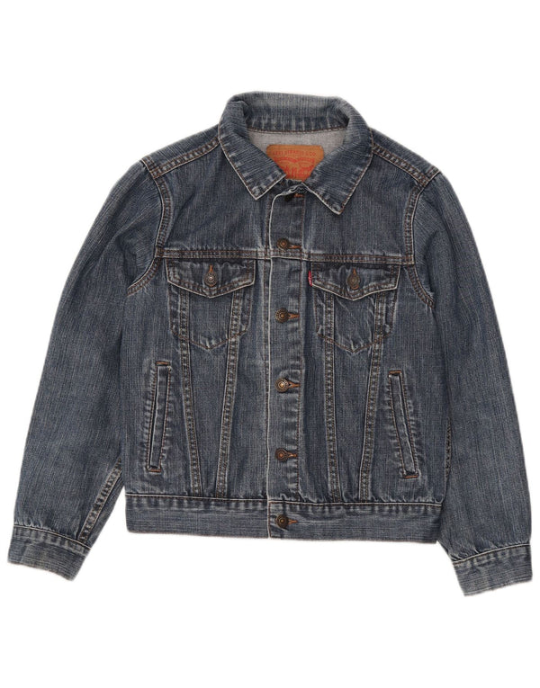 Levi's Dame Crop Denim Jacket UK 12 Medium Blue Bomuld