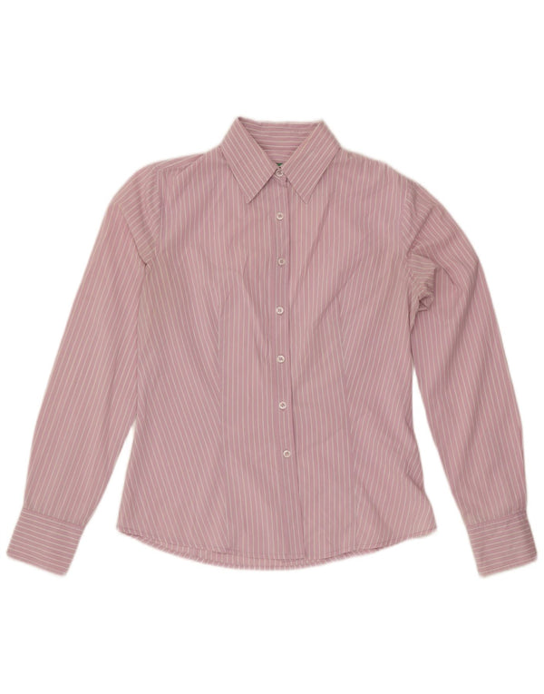 Benetton Dameskjorte UK 14 Medium Pink Nålestribet bomuld