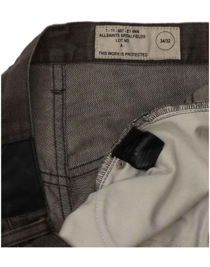All Saints Straight Jeans til mænd W34 L26 Grå Bomuld